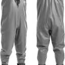 Foxelli Chest Waders - 2-ply Nylon/PVC Waterproof Lightweight Fishing Waders for Men & Women with Boots (11, Grey)