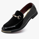 LCQL Men's Luxury Velvet Loafers Patent Leather Oxford Classic Gold Buckle Business Party Prom Club Dress Shoes Size 7-13