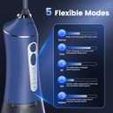 Water Flosser for Teeth Cleaning and Flossing, 5 Modes Rechargeable Cordless Oral Irrigator 320ml Water Tank Teeth Cleaner, IPX7 Waterproof Portable Electric Dentel Flossers for Home and Travel,Blue