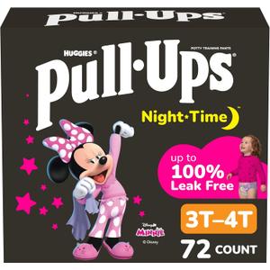 Pull-Ups Girls' Night-Time Potty Training Pants, Size 3T-4T Overnight Training Underwear (32-40 lbs), 72 Ct