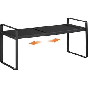 ECHLI Retractable Stainless Steel Rack,countertop Multifunctional Storage Bracket for Cupboard Pantry for Bathroom Office Organization (10.63in Wide, Black)