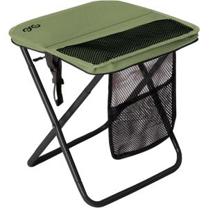 CAMDOOR Portable Collapsible Stool, 16Folding Stool with 3 Side Pockets and Shoulder Strap, Extra Large Camping Chair Supports 400 lbs, Ultralight Portable Seat for Outdoor, Hiking, Fishing (Green), 11.81"D 15.75"W 16.14"H