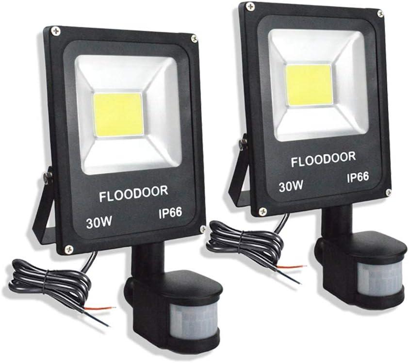 30W LED Motion Sensor Light Outdoor Waterproof Flood Light 12-24V AC/DC Super Bright Security Light, 6000K, 2700LM, Daylight White, 150W Bulb Equivalent, PIR Sensor Light (2 Pack)