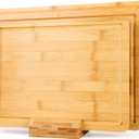 Bamboo Cutting Board Set of 3 With Holder Extra Large Bamboo Chopping Board for Kitchen Charcuterie Boards Bread Cheese Fruit Bread Cheese Meat