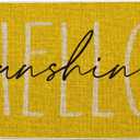 Artoid Mode Yellow Hello Sunshine Summer Decorative Doormat, Seasonal Spring Holiday Low-Profile Floor Mat Switch Mat for Indoor Outdoor 17 x 29 Inch