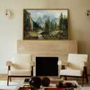 crmotu Landscape Framed Wall Art, Mountain Forest Canvas Print, 24x36in
