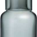 Sizikato 25 Oz Gray Glass Bedside Night Water Carafe with Tumbler Glass
