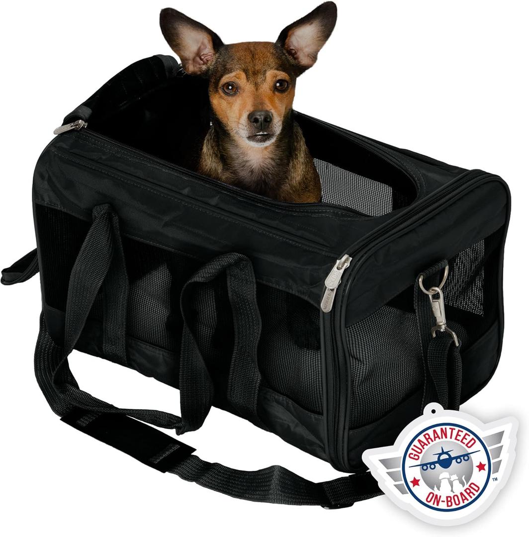 Sherpa Original Deluxe Travel Pet Carrier, Airline Approved & Guaranteed On Board - Black, Medium (17.0"L x 11.0"W x 10.5"H)