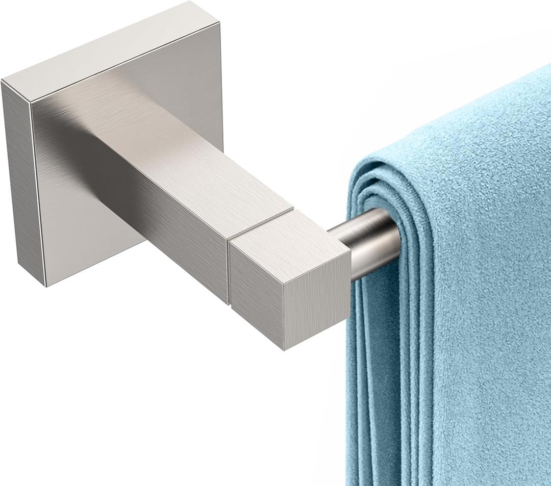 RUACQ Brushed Nickel Towel Bar 24 inch, 304 Stainless Steel Towel Racks for Bathroom Wall Mounted, Heavy Duty Bath Towel Rod with Square Base