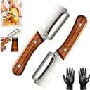 2PCS Multi-Functional Vegetable Peeler for Kitchen with Wooden Handle and Bottle Opener, 2 in 1 Stainless Steel Veggie Peeler Kitchen Gadgets Tool for Fruit Potato Pumpkin Apple Carrot Papaya