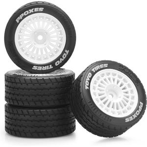 12mm Hex RC Car Tires and Wheels, daitoku 1/14 RC On-Road Drift Racing Tires for Tamiya M08/05/06 MF-01X - Style C (White)