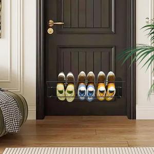 2 Tier Wall Mounted Shoe Rack No-Drill, Magnetic RV Shoe Storage Solutions, Hanger Shelf Towel Holder and Sandal Wall Holder Organizer, Slipper Holder Space Saving 26" x 5.3" x 4.3"(Black-1PCS)