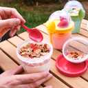 Crystalia 4 Pack 17 oz On The Go Yogurt Parfait Cups with Lids & Spoons - Breakfast Plastic Bowls with Topping -Cereal Oatmeal Salad or Fruit Container for Snack Box