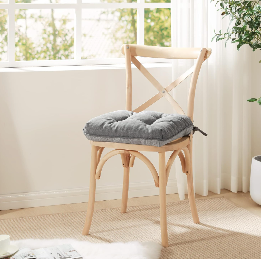 Love's cabin Memory Foam Chair Cushions Set of 2, Outdoor/Indoor Chair Pads for Dining Chairs 2 Pack, Seat Cushions for Kitchen, Dining Room, Office, Patio Chairs, 15.5"x15.5"x3.5" Grey