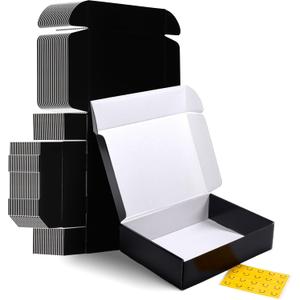 HORLIMER 12x9x3 inches Shipping Boxes Set of 20, Black Medium Corrugated Cardboard Gift Mailer Box