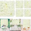 Fondo de pared de flores artificiales blancas: 4 paneles de fondo de flores - Decoración de pared de flores 3D para fondo de fiesta de boda