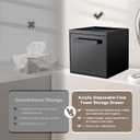 Disposable Face Towel Storage Box Compatible with Clean Skin Club Clean Towel XL Acrylic Cosmetic Organizer Container Box Facial Towels Holder with Drawer Wall-Mounted (Glossy Black)