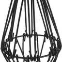 Uonlytech Vintage Black Metal Cage Lampshade 6.29X3.93X3.93 Inch Wire Pendant Light Shade Replacement for Bare Bulb Chandeliers Wall Sconces Easy Slot Assembly