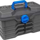 Flambeau Outdoors 660NGAK Next Gen 6/0 Large Fishing Tackle Box - 6 Pivot Trays, 32 Compartments, Includes 25-piece Tackle Kit, Fishing Tackle and Gear Storage, Fishing Lure Organizer, Dark Gray