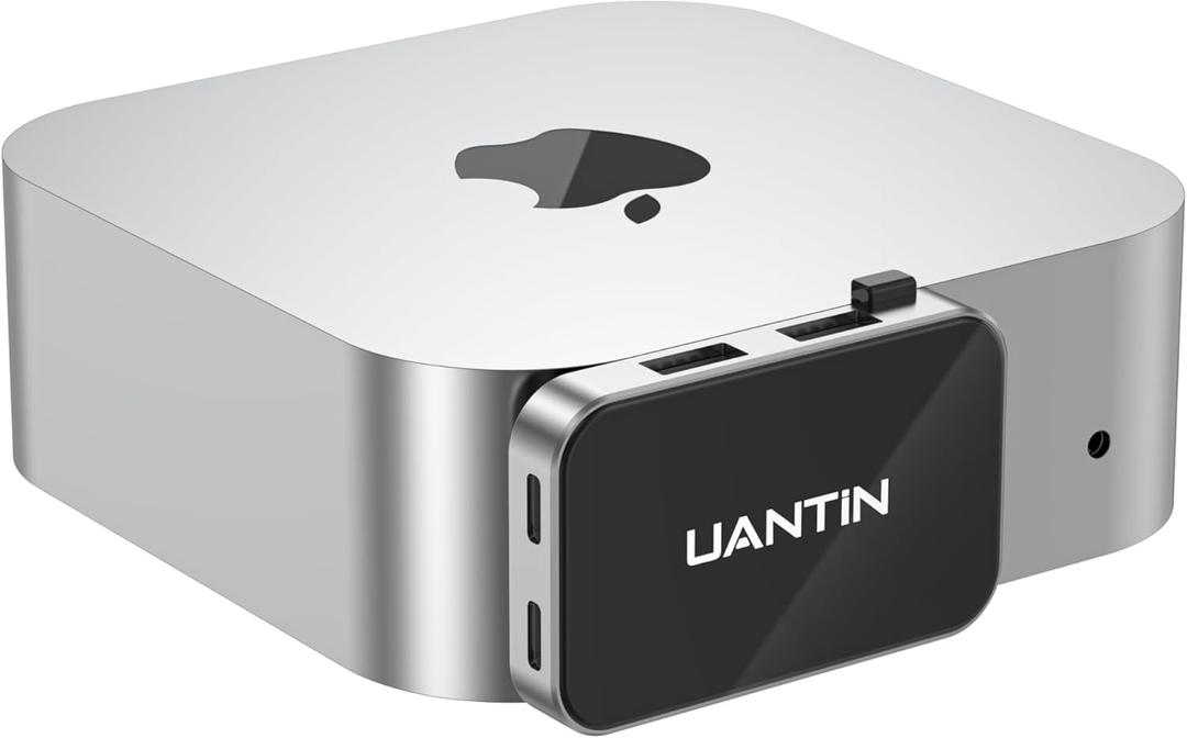 Uantin 6-Port Dock for Mac mini M4/ M4 Pro | 10Gbps High-Speed Mac mini Hub Adapter with 2*USB-A/ 2*USB-C/SD TF 3.0 Card Reader | Compact One-Piece Design | Plug & Play