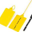 50 Pcs Durable Plastic Shipping Tags with Marker Pen Security Seals Sticker Labels,Waterproof Blank Luggage Tag for Packages, Logistics, Inventory, Travel(Yellow,50pcs)