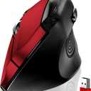 memzuoix Ergonomic Wireless Mouse, 2.4G Optical Cordless, 800/1200/1600 DPI, Vertical Computer Mouse for Laptop, Mac, PC, Desktop (Right Hand, Large) - Red