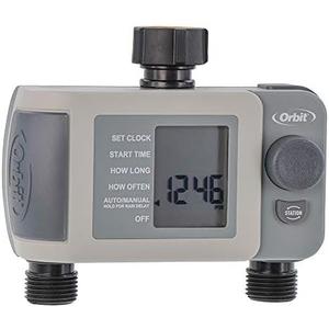 Orbit 24621 2-Outlet Hose Faucet Timer, Gray