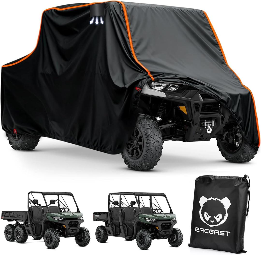 UTV Cover 4 Seater 4-6 420D Covers for Can Am Defender MAX PRO X3 MAX Arctic Cat Prowler Viking Tracker 800SX RZR XP 4 Ranger Crew 6 Covers Heavy Duty Reflective Strips Off-Road (167"*65"*77")