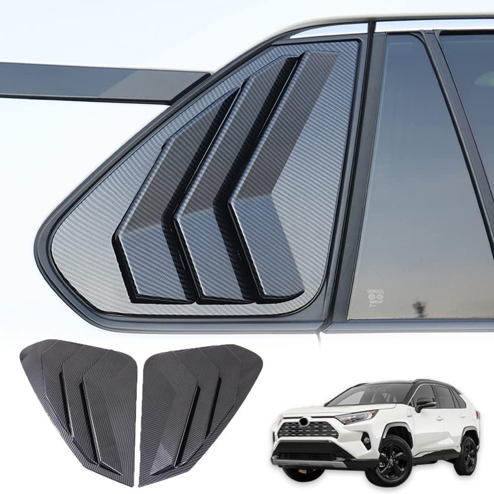 Blazeray Rear Side Window Louvers for Toyota RAV4 2019 2020 2021 2022 2023 2024 2025 ABS Carbon Fiber Sport Style Air Vent Scoop Shades Cover Blinds Trim External Accessories
