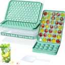 4 Pack Round Ice Cube Tray Set with Lid and Bin, 2 x 35-Ball and 2 x 104-Ball BPA-Free Small Ice Trays for Freezer, Stackable Easy-Release Mini Ice Ball Molds for Cocktails, Whiskey, Coffee