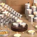 50 Pcs Soy Wax Tealight Candles,100% Natural- 4 Hours White Soy Tea Lights Candle, Paraffin-Free/Unscented Small Tea Candles for Party, Home, Wedding, Emergency
