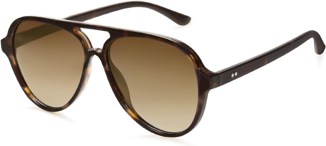 SOJOS Classic Polarized Aviator Sunglasses for Women Men, Retro Trendy Aviators Shades SJ2201 (Dark Tortoise/Brown)