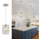 YORKCARE 2 Pack Crystal Pendant Lights, Modern Chrome Finish with Adjustable Cord, Pendant Light for Kitchen Island, Dining Room, Living Room, Hallway, Bedroom