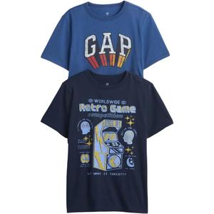 GAP Boys' Short Sleeve Graphic Tee 2-Pack (Blue, S)