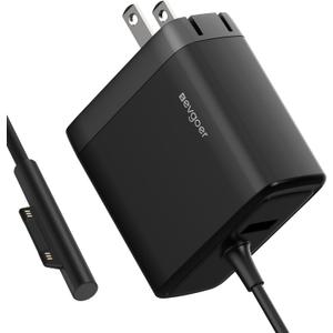 Microsoft Surface Charger, 65W Surface Pro Charger for Surface Pro 3/4/5/6/7/8/9/10/X/11 Power Adapter,Compatible with Both Surface Book/Laptop/Tablet,Support 44W 36W (Foldable AC Plug)
