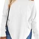 Beautife Women's Plus Size Tops Off Shoulder Long Sleeve Loose T Shirts Casual Curved Hem Tunics Tee Shirt (4X-Large)