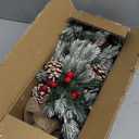 24 Inch Realistic Snowy Tabletop Christmas Tree Small Christmas Tree with 50 Warm Lights Battery Operated Xmas Tree Berry Pinecone Burlap Base Indoor Home Table Christmas Decorations
