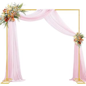 Wokceer 8x8FT Backdrop Stand Heavy Duty Pipe and Drape Kit with Base, Square Adjustable Backdrop Stand for Wedding Birthday Party Photo Booth Background Photography Exhibition Decoration (8 x 8 FT, Gold)