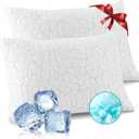 WGAKCED Cooling Pillows for Sleeping 2 Pack, Adjustable Shredded Memory Foam Pillows Queen Size Set of 2, Firm Bed Pillows for Side Back Stomach Hot Sleepers, Cold Pillow with Removable Washable Cover