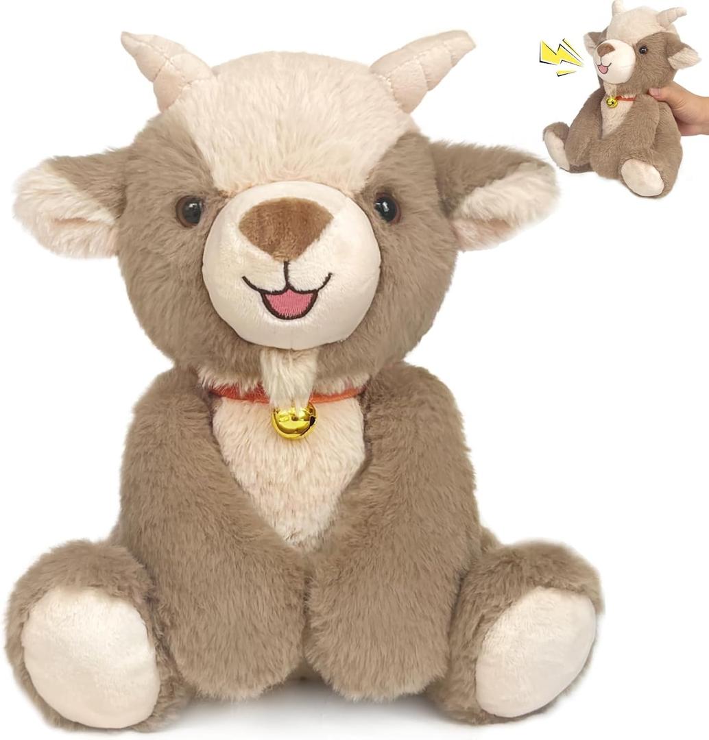 Screaming Goat Plush Toy, Goat Stuffed Animal  Funny Screams Sound When Squeezed  Cute Stuffed Animal Gift for Kids, Friends, and Coworkers