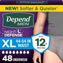 Depend Night Defense Adult Diapers for Men, XL, 48 Count