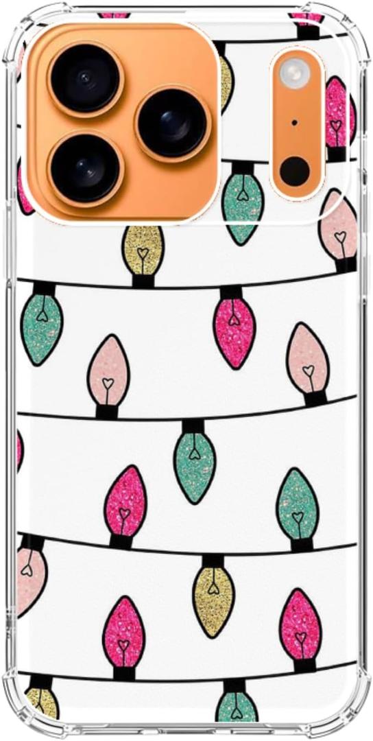 Colorful Christmas Lights Phone Case Compatible with iPhone 17 Pro Max, Christmas Holiday Phone Cover for iPhone 17 Pro Max