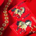 2 x 36 Pcs Chinese Red Envelopes Lucky Money Envelopes 2026 Chinese New Year Horse Year Envelope and 60 Pieces Chinese Feng Shui Coins Good Luck Fortune Coin I-Ching Coin for Health and Wealth, Medium