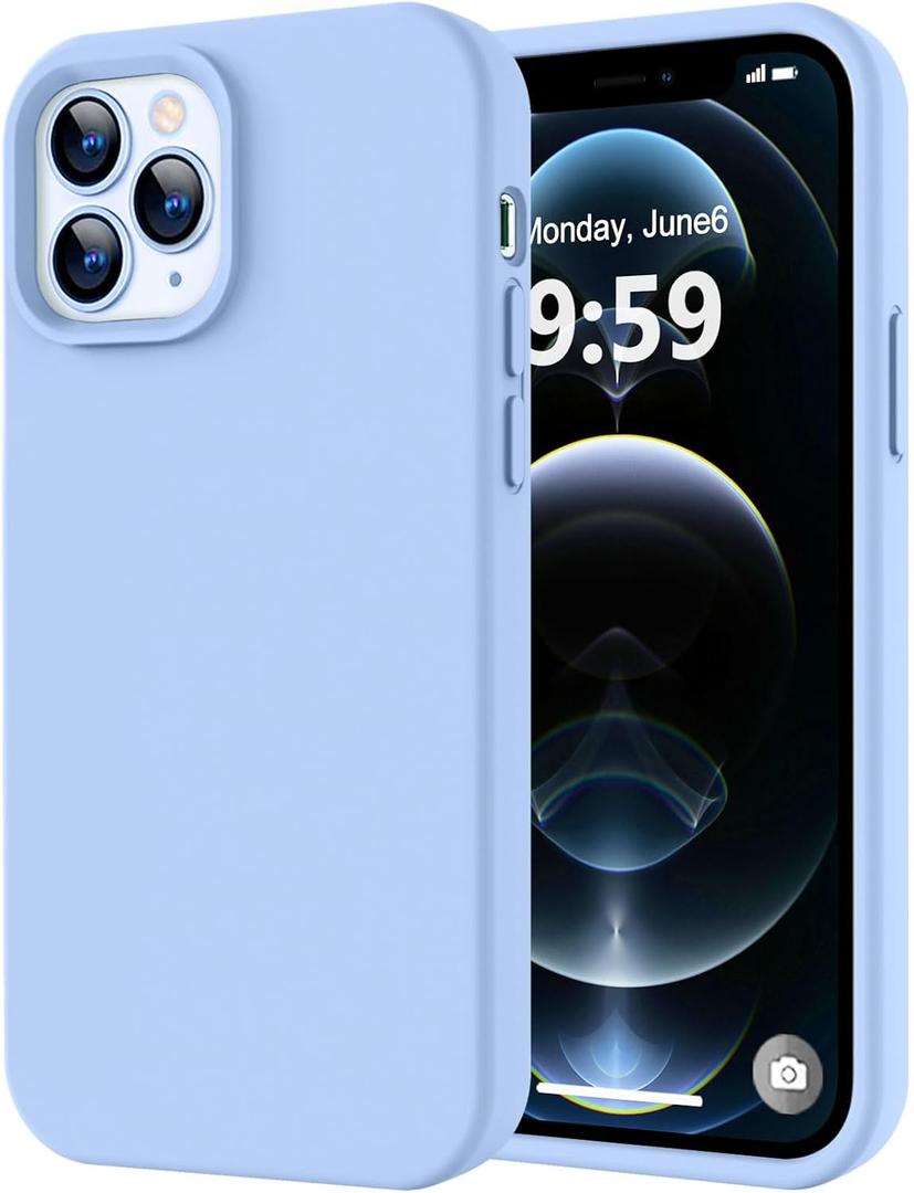 LOVE 3000 Compatible with iPhone 12 Pro Max Case | Thickening Liquid Silicone | Anti-Scratch Microfiber Lining | Full-Body Duty Heavy Protection Case for iPhone 12 Pro Max Women Girls, Light Blue