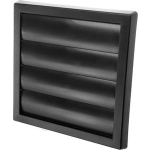 Vent Systems 6" Inch Black Exhaust Vent Cover - Dryer Vent Hood - Louvered Dryer Duct Vent Cover - Vent Hood Cap - One-Directional Plastic Air Exhaust Grille - HVAC Louver Grill for Exterior Use