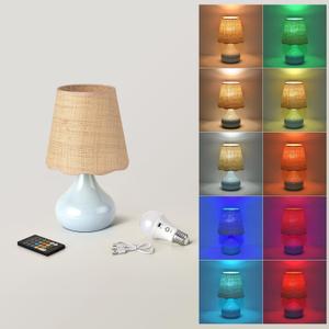 Cordless Table Lamp Rechargeable, Light Blue Mini Cute Table Lamp for Nightstand, Battery Operated Small Table Lamp for Small Spaces for Kitchen Counter, Bookshelf, Bedside, Bedroom, Living Room (Remote Control)