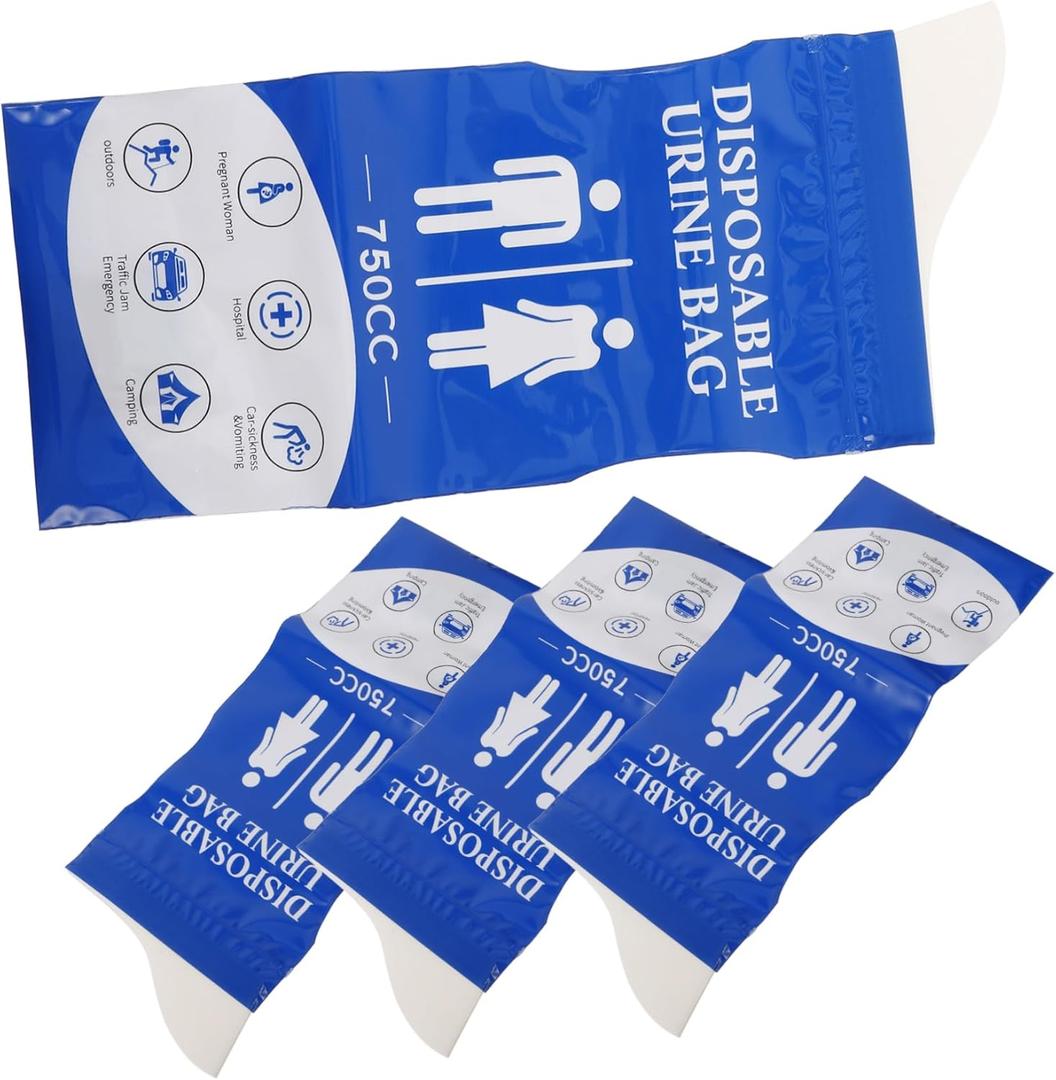 4Pcs Portable Urine Pouches Disposable Pee Pouch for Men Women for Car Camping and Emergencies Lightweight Compact and Easy to Use