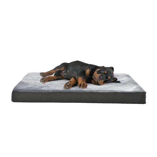 Amazon Basics Washable Dog Bed with Cooling Gel Memory Foam, Pressure-Relief Support for Dogs up to 50lbs, Non-Slip Bottom, Removable Cover, Large (35" x 22"), Grey