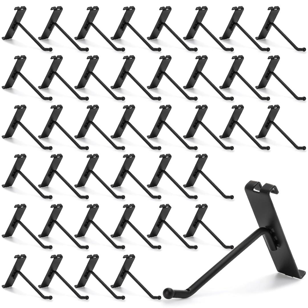 40 Pack Gridwall Hooks, 4 Inch Display Hooks for Grid Wall Panels, Heavy Duty Metal Grid Wall Accessory for Retail, Home, Workspace Organization, Black