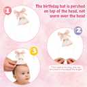 First Birthday Decorations for Girl - Pink Bow Complete Party Set with High Chair Banner, 1st Birthday Candle, Party Hat (Glitter One)